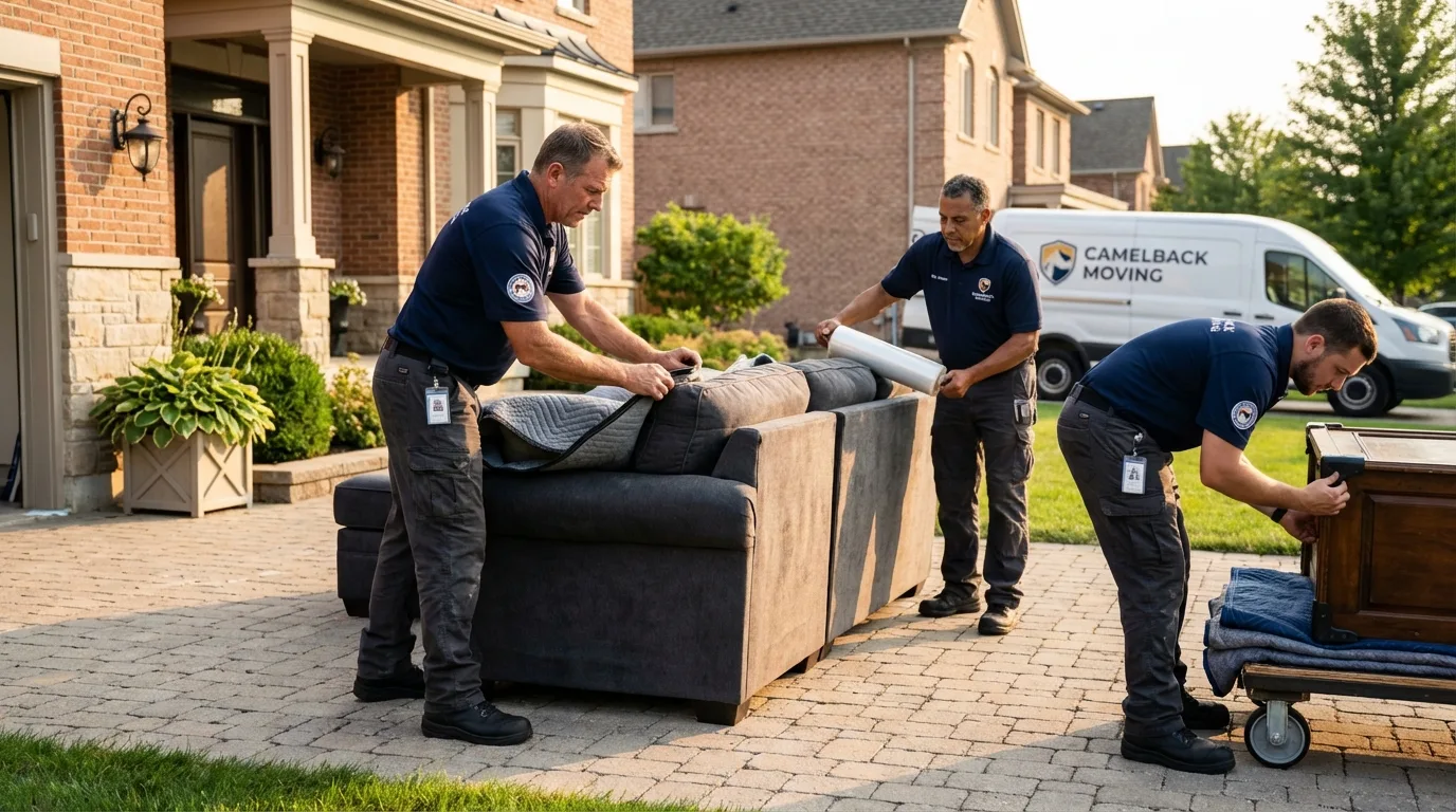Large estate moving crew wrapping furniture in Chandler, TX